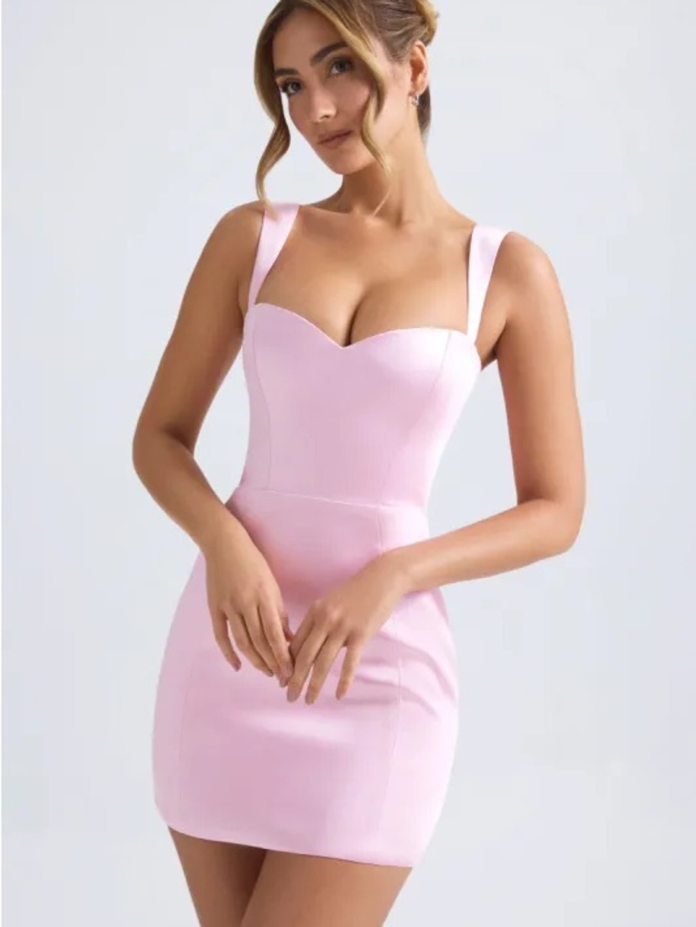 Oh Polly Pink Sweetheart Bodycon Mini Dress
